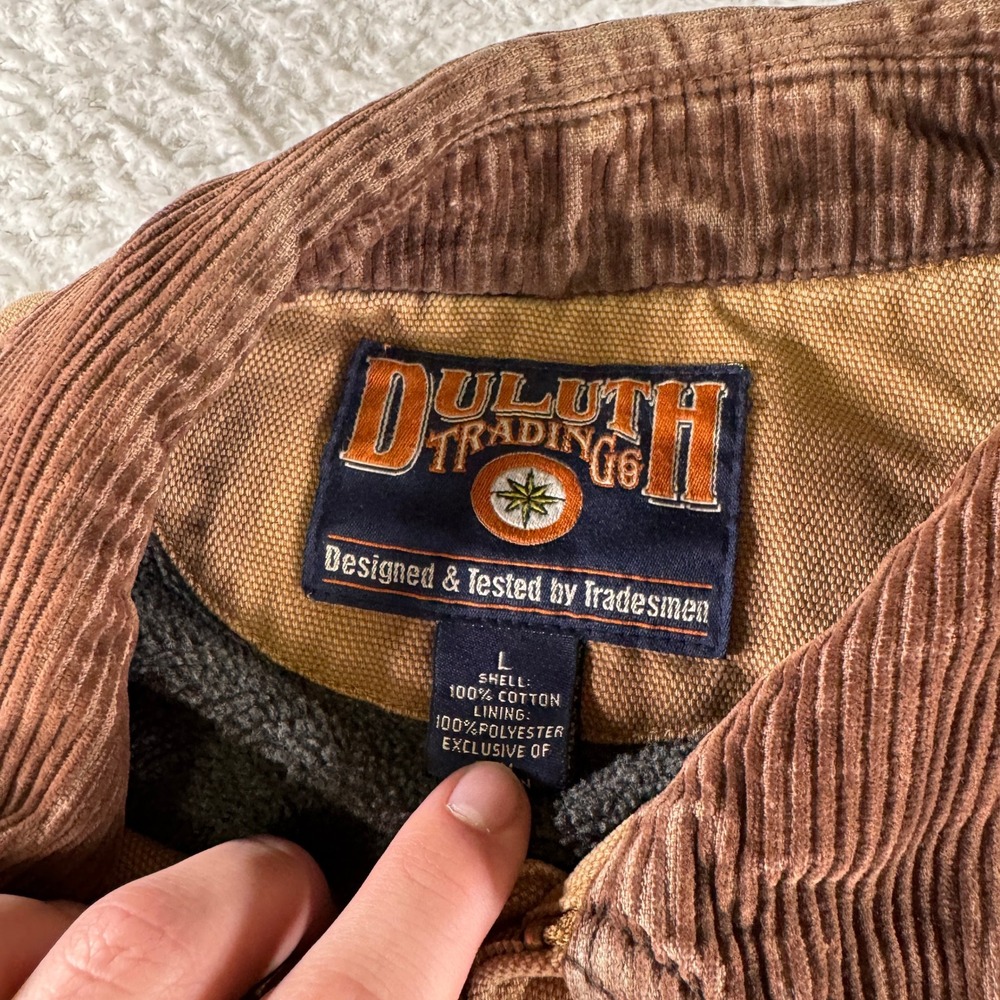 Vintage Duluth Trading Co Canvas Work Chore Jacket Tradesman Mens Brown Large - Picture 2 of 5